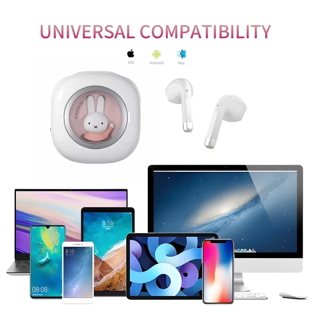 Alt view image 6 of 7 - Next-Gen x Miffy Wireless Earbuds, BT5.3 36H Playtime AI ENC Noise Cancelling IPX7, Bluetooth Sport Earphones with Charging Case, Bunny Design Pastel Pink - Gift for Father's Day