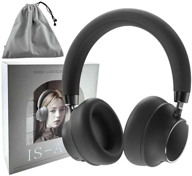 Main image of Active Noise Cancelling Headphones, Bluetooth 5.3 Over Ear Wireless Headphones with 40mm HiFi Drivers, CVC8.0 Mic, 50H Playtime, Protein Leather Comfort Earpads for Travel, Office (Black 2)