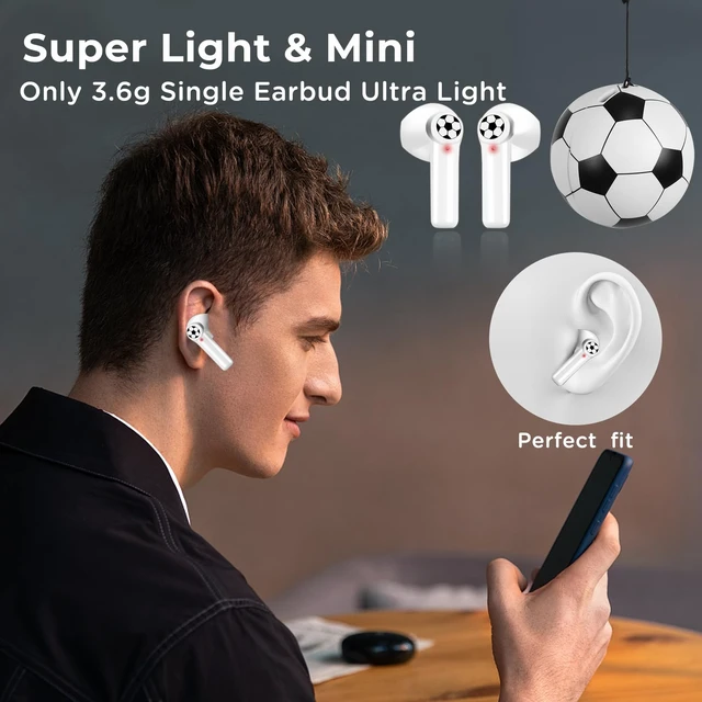 Alt view image 2 of 7 - 2Pack New Wireless Earbuds Kids with Football Charging Box,Comfortable Fit Ergonomic Design Ear Buds with 40Hrs Playtime,Wireless Bluetooth Earphone for Android iOS Cell Phone Computer Laptop