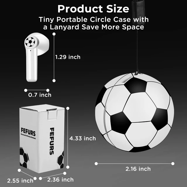 Alt view image 5 of 7 - 2Pack New Wireless Earbuds Kids with Football Charging Box,Comfortable Fit Ergonomic Design Ear Buds with 40Hrs Playtime,Wireless Bluetooth Earphone for Android iOS Cell Phone Computer Laptop