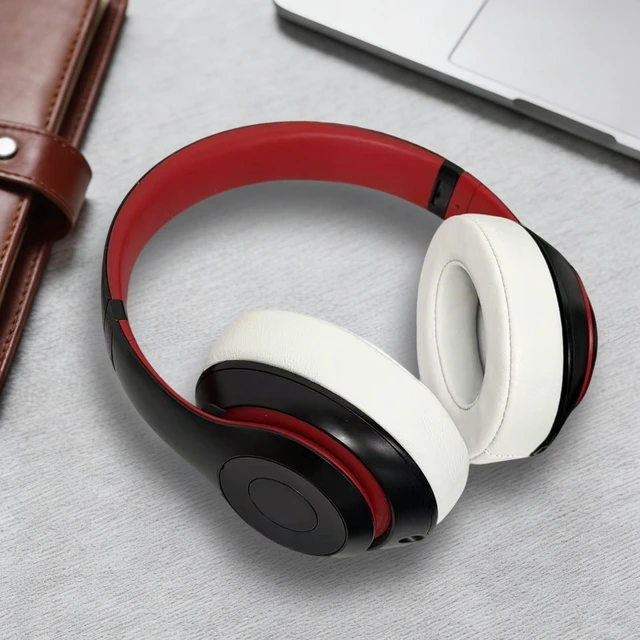 Alt view image 6 of 6 - Studio 3 Replacement Ear Pads for Beats Studio 3 & 2 Headphones, Cushions Earpads with Genuine Lambskin Leather, Softer Memory Foam, Stronger Adhesive (Lambskin-White)