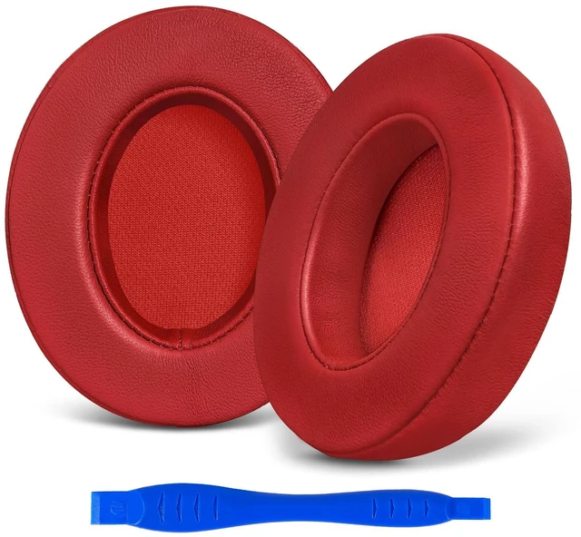 Main image of Studio 3 Replacement Ear Pads for Beats Studio 3 & 2 Headphones, Cushions Earpads with Genuine Lambskin Leather, Softer Memory Foam, Stronger Adhesive (Lambskin-Red)