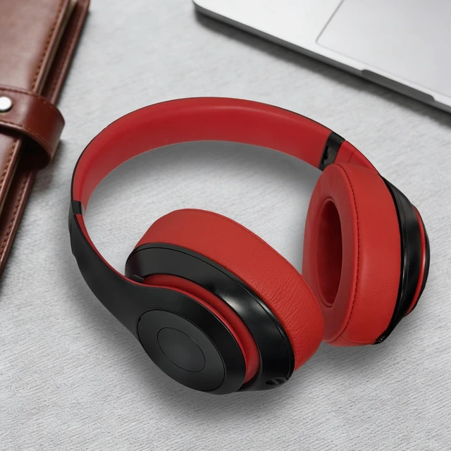 Alt view image 6 of 6 - Studio 3 Replacement Ear Pads for Beats Studio 3 & 2 Headphones, Cushions Earpads with Genuine Lambskin Leather, Softer Memory Foam, Stronger Adhesive (Lambskin-Red)