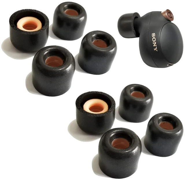 Main image of Memory Foam Tips for Sony WF-1000XM4/1000XM5 Replacement Earbuds Tips 4 Pairs Small, Noise Isolating, Secure Fit, for Sony Earbuds WF-SP900/XB700/C500/C700N, Fits Charging Case, Black