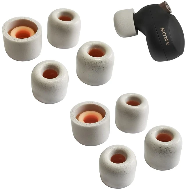 Main image of Memory Foam Ear Tips for Sony WF-1000XM4/XM5 - Replacement Earbuds Tips 4 Pairs Small, Noise Isolating, Secure Fit, Foam Tip Fit WF-XB700 WI-1000X C500 C700N, Fits Charging Case, Gray