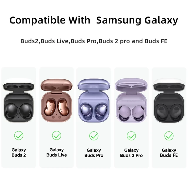 Alt view image 5 of 7 - Compatible with Samsung Galaxy Buds FE/2/Pro/Live, Soft Silicone Case with Gold Heart Pattern and Cute Butterfly Keychain for Girls Women (Mint Green)