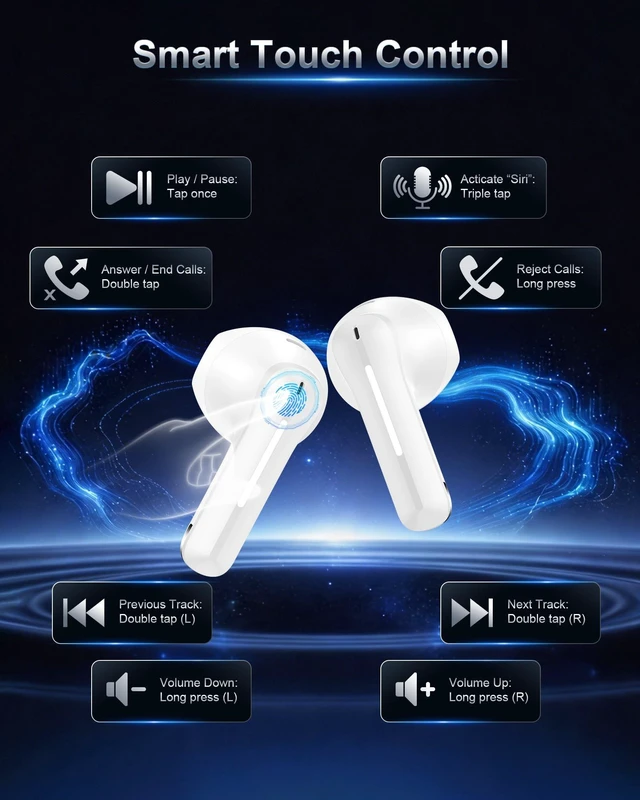 Alt view image 2 of 7 - iPhone Wireless Ear Buds for i Phone 17e 17 Pro Max 17Pro 16e 18 18Pro Plus Bluetooth 5.4 EarBuds with Mic, Noise Cancelling Headphones in-ear Earphones Apple Cordless Airpods Earpods Pods for iPhone