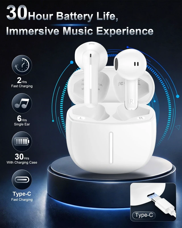 Alt view image 5 of 7 - iPhone Wireless Ear Buds for i Phone 17e 17 Pro Max 17Pro 16e 18 18Pro Plus Bluetooth 5.4 EarBuds with Mic, Noise Cancelling Headphones in-ear Earphones Apple Cordless Airpods Earpods Pods for iPhone