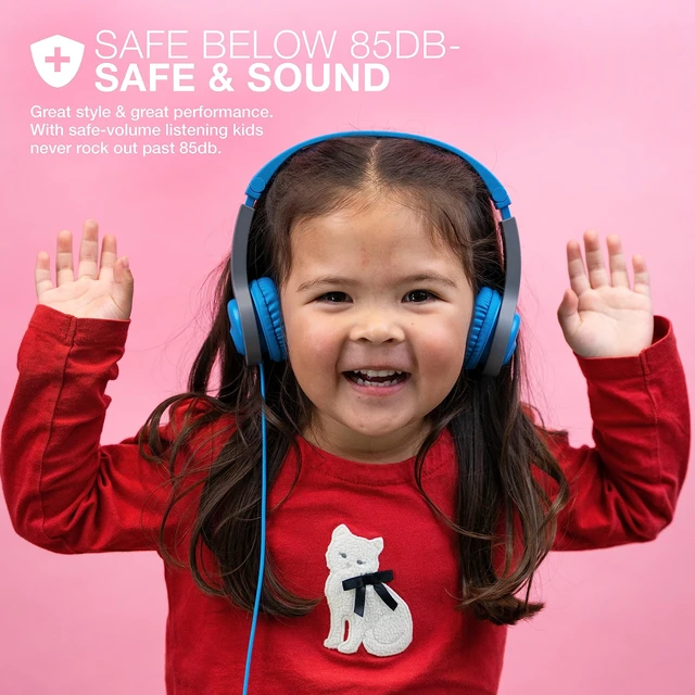 Alt view image 3 of 5 - JBuddies Folding Gen 2, Kids Wired Headphones, Noise Isolation, Volume Limiting, Toddler Headphones, Blue/Grey