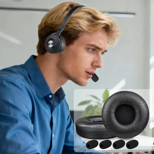 Alt view image 5 of 7 - Earpads for Jabra Engage 55/65/75 - Stereo Black (Do Not Fit Engage 50, Engage 55/65/75 Mono Version), for Engage 55/65/75 (Stereo Version) Headphones