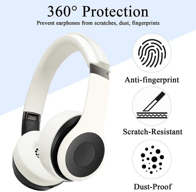 Alt view image 3 of 7 - 3 in 1 Solo 4 Silicone Case Cover Set for Beats Solo 4 Headphone Anti-Scratch Ear Pad Cover/Shell Cover/Headband Cover,Solo4 Soft Silicone Protector,Washable Accessories(Off White)