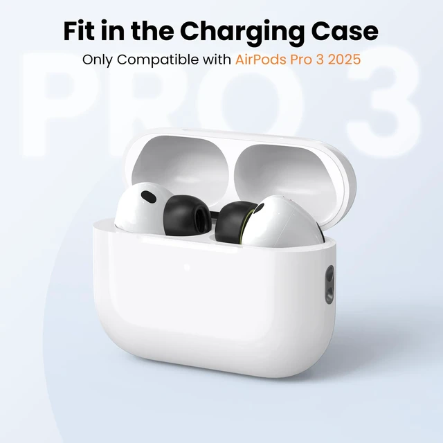 Alt view image 2 of 7 - Memory Foam Ear Tips for AirPods Pro 3 (2025) Earbuds, 3 Pairs Super Comfort Eartips Replacement Accessories Compatible with Apple AirPods Pro 3rd Generation with Cleaning Kit (S,M,L)