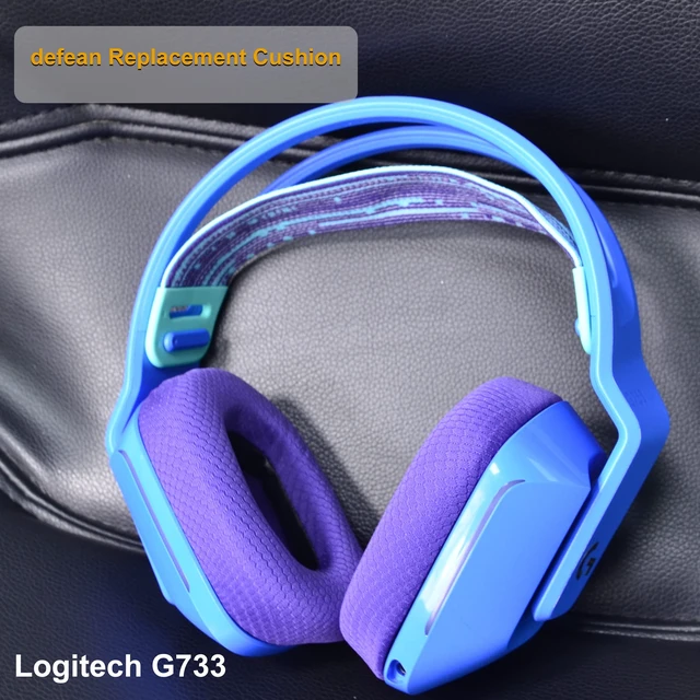 Alt view image 6 of 6 - Mesh Fabric Earpads for Logitech G733 G535 G335 Headphone-Purple Ear Pads with Durable Mesh Fabric for Logitech G733 Lightspeed Wireless Gaming Headset, Comfort Noise Isolation Foam