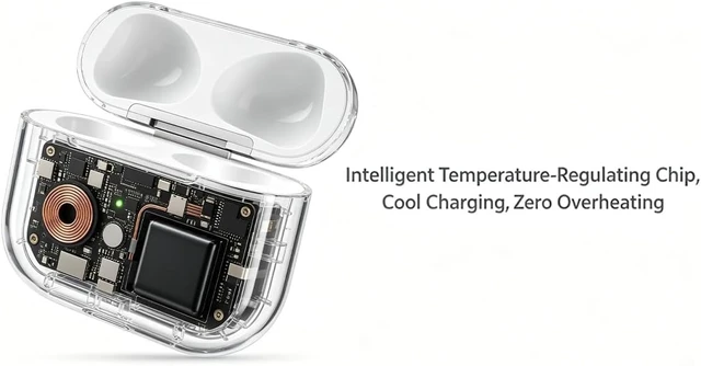 Alt view image 3 of 6 - Replacement Charging Case for AirPods Pro, Wireless Charging Compatible, 1st/2nd Generation,(USB-C) (White)