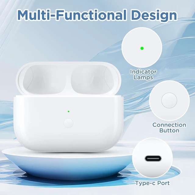 Alt view image 4 of 7 - Charing Case Compatible for AirPods Pro, Wireless Charging Case Replacement for AirPod Pro 1st/ 2nd Generation Charger Case (No Earbuds) (PRO 1/2(USB-C))