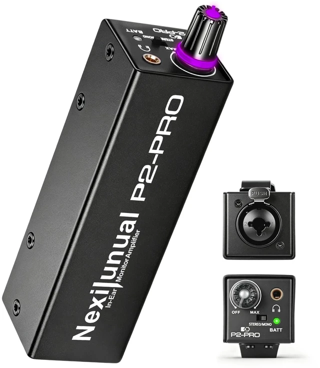 Main image of P2-PRO Portable in-Ear Monitor Amplifier Personal Headphone Amp IEM Amp with XLR/TRS Input 3.5mm Output, Stereo/Mono Switch, 7 Color Light, Belt Clip for Drummer, Guitarists, 14h Playtime