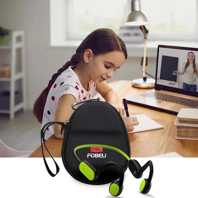 Alt view image 7 of 7 - Kids Headphone Case for BAICLUD/Mehomeli/JusTalk/iClever/LOBKIN Hard EVA Shell, Kids Bluetooth Air Conduction Open Ear Headphones Case, Shockproof & Water-Resistant, Green