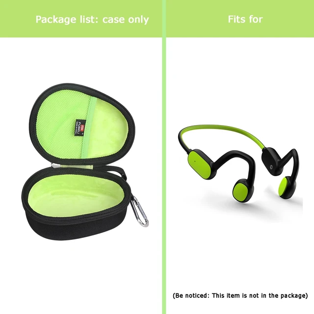 Alt view image 6 of 7 - Kids Headphone Case for BAICLUD/Mehomeli/JusTalk/iClever/LOBKIN Hard EVA Shell, Kids Bluetooth Air Conduction Open Ear Headphones Case, Shockproof & Water-Resistant, Green