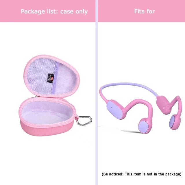 Alt view image 6 of 7 - Kids Headphone Case for BAICLUD/Mehomeli/JusTalk/iClever/LOBKIN Hard EVA Shell, Kids Bluetooth Air Conduction Open Ear Headphones Case, Shockproof & Water-Resistant, Pink