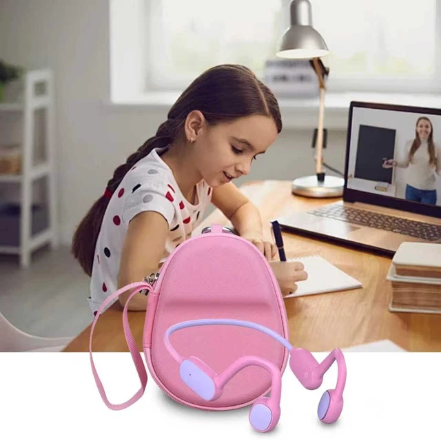 Alt view image 7 of 7 - Kids Headphone Case for BAICLUD/Mehomeli/JusTalk/iClever/LOBKIN Hard EVA Shell, Kids Bluetooth Air Conduction Open Ear Headphones Case, Shockproof & Water-Resistant, Pink