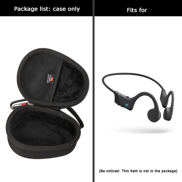Alt view image 6 of 7 - Kids Headphone Case for BAICLUD/Mehomeli/JusTalk/iClever/LOBKIN Hard EVA Shell, Kids Bluetooth Air Conduction Open Ear Headphones Case, Shockproof & Water-Resistant, Black