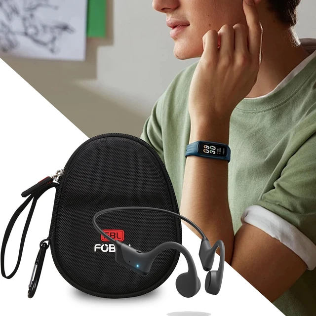 Alt view image 7 of 7 - Kids Headphone Case for BAICLUD/Mehomeli/JusTalk/iClever/LOBKIN Hard EVA Shell, Kids Bluetooth Air Conduction Open Ear Headphones Case, Shockproof & Water-Resistant, Black