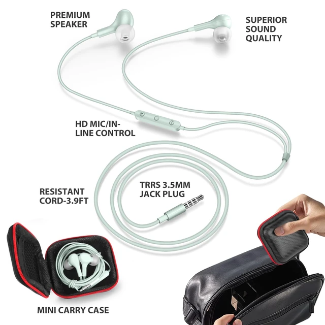 Alt view image 5 of 7 - Wired Earbuds 3.5mm Headphone for Chromebook PC School, Green Ear Bud Wired with Mic Magnet Stereo Plug in Earphone Cord for Galaxy A25 A15 A12 A03s S10 for Moto/Laptop/Computer Travel