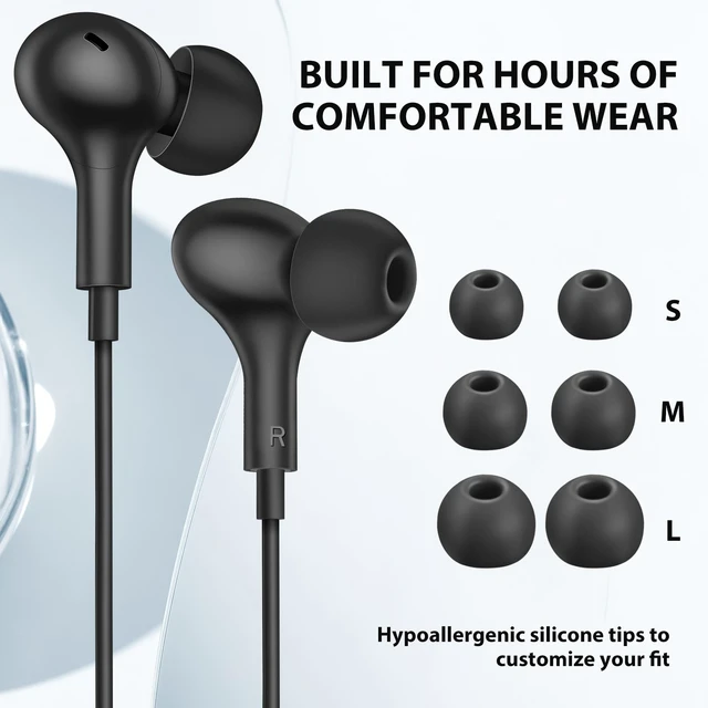 Alt view image 3 of 7 - Wired Earbuds 3.5mm Headphones for PC School Computer, Black Ear Buds Wired with Mic Magnetic Plug in Earphones Corded for Samsung A25 A15 A12 A03s S10 A71 for Moto/Switch/MP3/Laptop