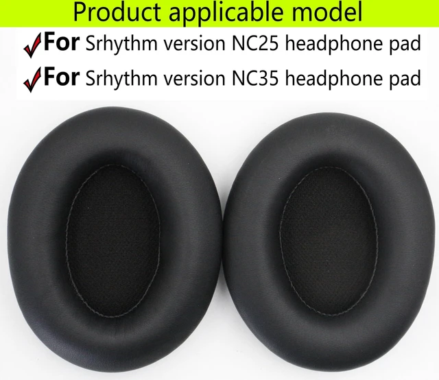 Alt view image 2 of 5 - Replacement Ear Pads Compatible with Srhythm Version NC35 Black Also suitable for Srhythm version NC25 Headphone Memory foam/protein leather ear pads and earmuffs