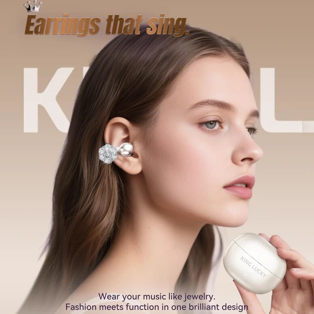 Alt view image 2 of 7 - i121 Open Ear Clip On Earbuds Wireless Bluetooth Ear Clip Headphones with Mic,Noise Cancelling, Waterproof IPX4,for Small Ears,Perfect for Running,Sports,Glasses Wearers (02-White)