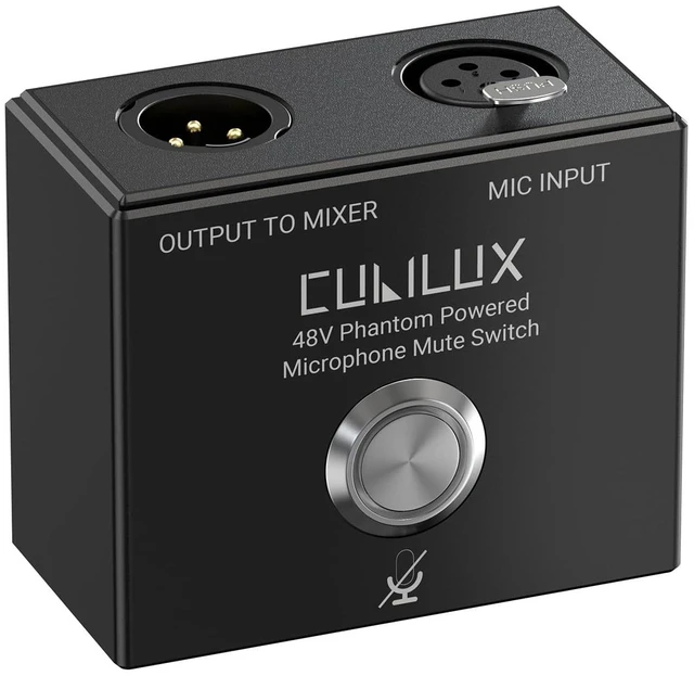 Main image of MMX-1 XLR Mute Switch for Microphone, Full Aluminum Alloy Case MIC On/Off Switcher with 1/4 Arri Locating Mounting Hole