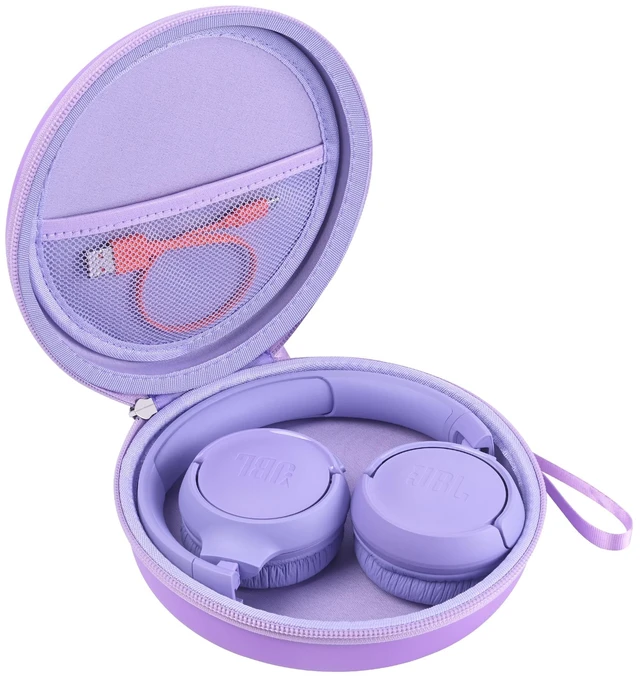 Main image of Hard Headphone Case for JBL Tune 510BT / 520BT Over-Ear Headphones, Purple Portable Carrying Storage Case, with Handle Strap and Mesh Pocket, Travel and Home Use