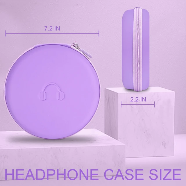 Alt view image 4 of 7 - Hard Headphone Case for JBL Tune 510BT / 520BT Over-Ear Headphones, Purple Portable Carrying Storage Case, with Handle Strap and Mesh Pocket, Travel and Home Use