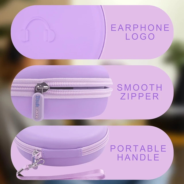 Alt view image 5 of 7 - Hard Headphone Case for JBL Tune 510BT / 520BT Over-Ear Headphones, Purple Portable Carrying Storage Case, with Handle Strap and Mesh Pocket, Travel and Home Use