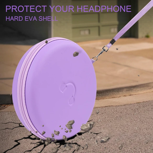 Alt view image 6 of 7 - Hard Headphone Case for JBL Tune 510BT / 520BT Over-Ear Headphones, Purple Portable Carrying Storage Case, with Handle Strap and Mesh Pocket, Travel and Home Use