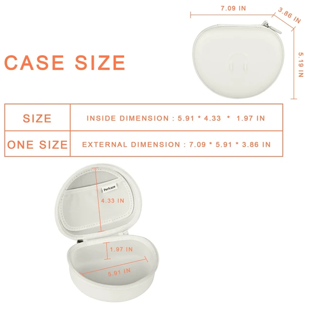 Alt view image 3 of 7 - Headphone Case for BERIBES WH202A/305B, Skullcandy Crusher Evo/ANC 2, TOZO Hard Shell EVA Portable Carrying Case for Foldable Over-Ear Headphones, with Mesh Pocket for Cable, White