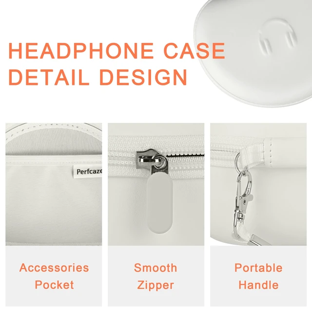 Alt view image 5 of 7 - Headphone Case for BERIBES WH202A/305B, Skullcandy Crusher Evo/ANC 2, TOZO Hard Shell EVA Portable Carrying Case for Foldable Over-Ear Headphones, with Mesh Pocket for Cable, White