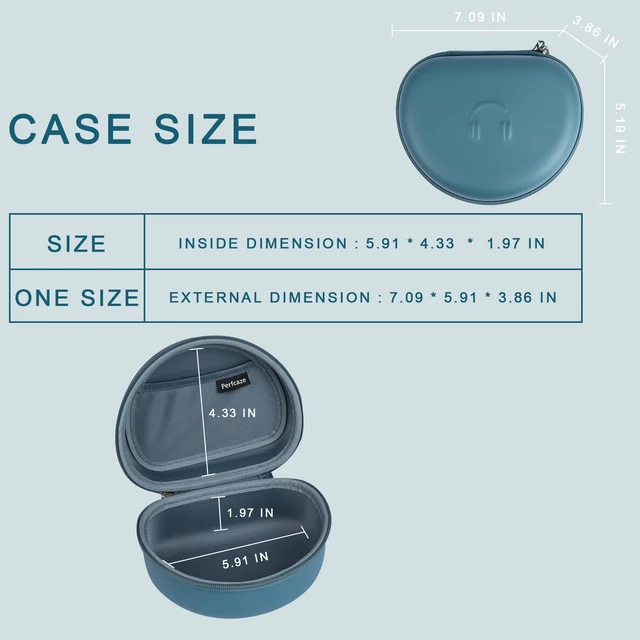 Alt view image 3 of 7 - Headphone Case for BERIBES WH202A/305B, Skullcandy Crusher Evo/ANC 2, TOZO Hard Shell EVA Portable Carrying Case for Foldable Over-Ear Headphones, with Mesh Pocket for Cable, Blue