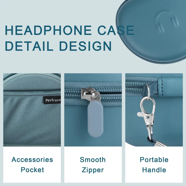 Alt view image 5 of 7 - Headphone Case for BERIBES WH202A/305B, Skullcandy Crusher Evo/ANC 2, TOZO Hard Shell EVA Portable Carrying Case for Foldable Over-Ear Headphones, with Mesh Pocket for Cable, Blue