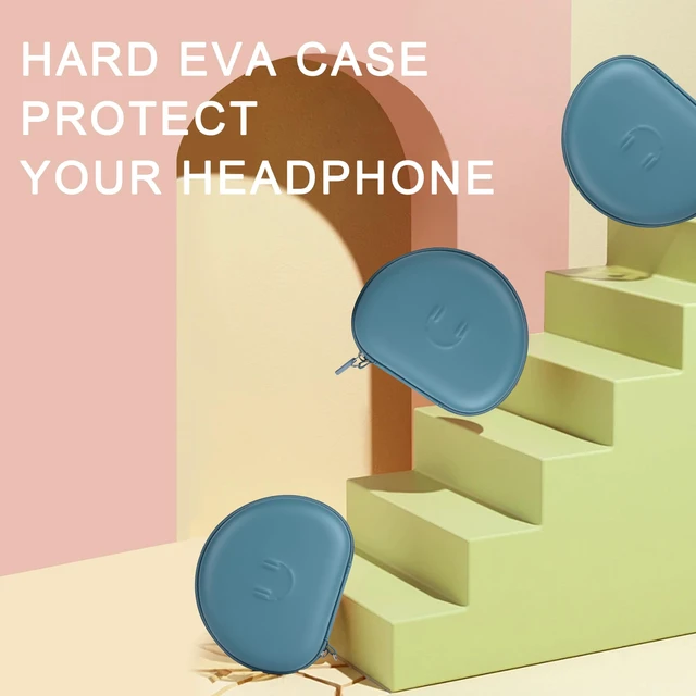 Alt view image 6 of 7 - Headphone Case for BERIBES WH202A/305B, Skullcandy Crusher Evo/ANC 2, TOZO Hard Shell EVA Portable Carrying Case for Foldable Over-Ear Headphones, with Mesh Pocket for Cable, Blue