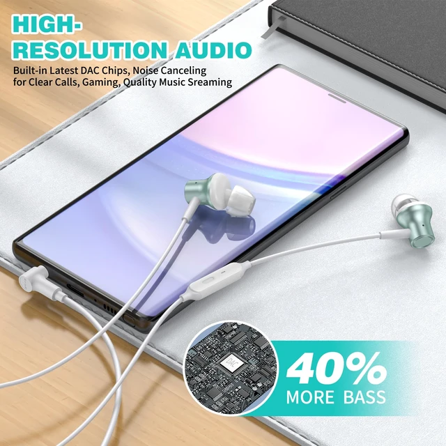 Alt view image 2 of 7 - Wired Earbuds 3.5mm Headphones for Chromebook Laptop PC, Green Noise Isolating Ear Buds Wired Plug in Audio Jack Mic/Mute HiFi Stereo Headphone Cord Earphones for Kindle Fire Laptop School