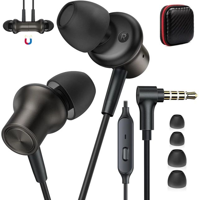Main image of Wired Earbuds 3.5mm Headphones for Chromebook Laptop PC, Brown Noise Isolating Ear Buds Wired Plug in Audio Jack Mic/Mute HiFi Stereo Headphone Cord Earphones for Kindle Fire Laptop School