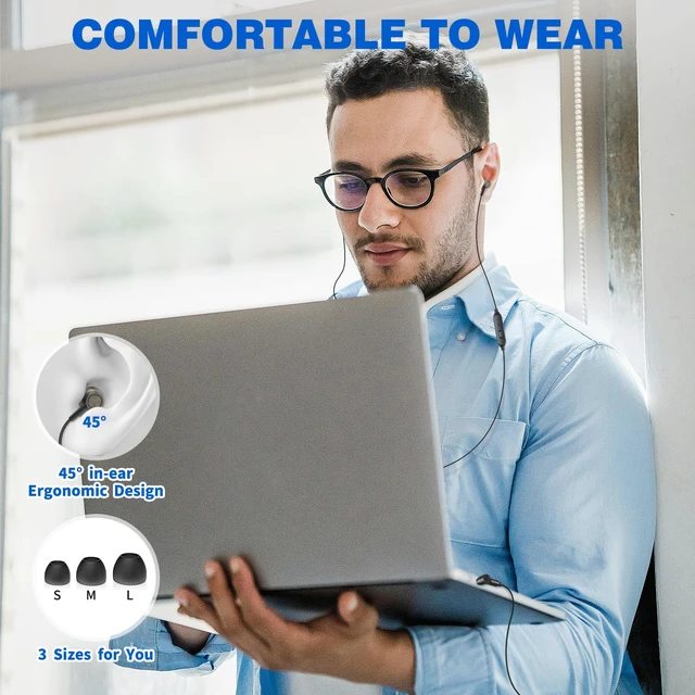 Alt view image 6 of 7 - Wired Earbuds 3.5mm Headphones for Chromebook Laptop PC, Brown Noise Isolating Ear Buds Wired Plug in Audio Jack Mic/Mute HiFi Stereo Headphone Cord Earphones for Kindle Fire Laptop School