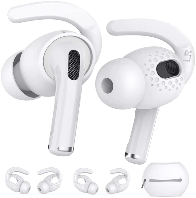 Main image of 2 Pairs AirPods 3 Ear Hooks Cover Silicone Earbuds Tips Added Storage Pouch, Anti Slip, Secure Fit, Comfortable Silicone, Compatiable with Apple AirPods 3 2021(Large + Small, Black)