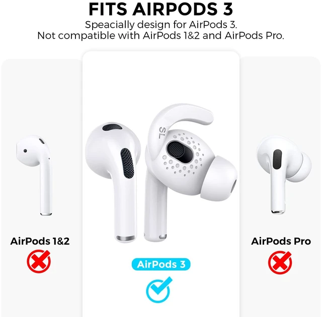 Alt view image 2 of 7 - 2 Pairs AirPods 3 Ear Hooks Cover Silicone Earbuds Tips Added Storage Pouch, Anti Slip, Secure Fit, Comfortable Silicone, Compatiable with Apple AirPods 3 2021(Large + Small, Black)
