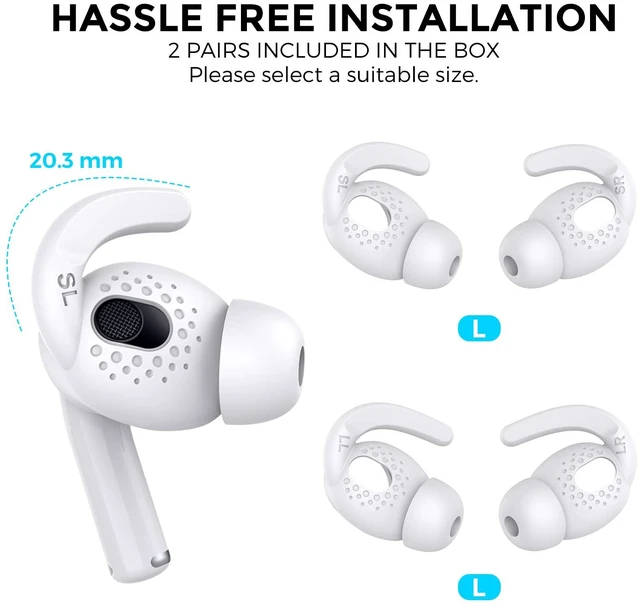 Alt view image 3 of 7 - 2 Pairs AirPods 3 Ear Hooks Cover Silicone Earbuds Tips Added Storage Pouch, Anti Slip, Secure Fit, Comfortable Silicone, Compatiable with Apple AirPods 3 2021(Large + Small, Black)