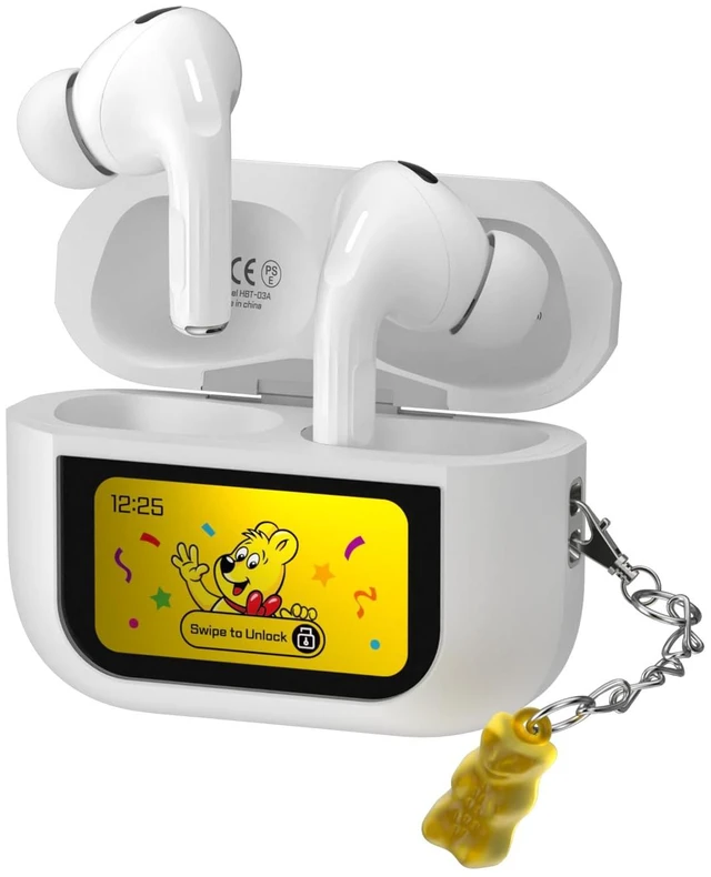 Main image of Haribo Wireless Earbuds with LCD Touchscreen Case, Bluetooth 5.4 TWS, Noise Cancelling, 13mm Bass Driver, IPX4, Gummy Bear Style