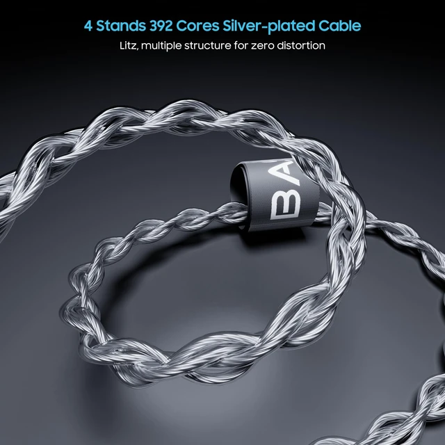 Alt view image 2 of 7 - MMCX in Ear Monitor Cable,392 Cores Silver-Plated OFC IEM Litz Cord 4.9ft IEM Cable with Interchangeable 3.5mm/4.4mm Plugs for Musician Audiophile Earphone,Bmaster/ASONE/MTPro Replacement Wire