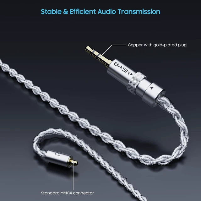 Alt view image 3 of 7 - MMCX in Ear Monitor Cable,392 Cores Silver-Plated OFC IEM Litz Cord 4.9ft IEM Cable with Interchangeable 3.5mm/4.4mm Plugs for Musician Audiophile Earphone,Bmaster/ASONE/MTPro Replacement Wire