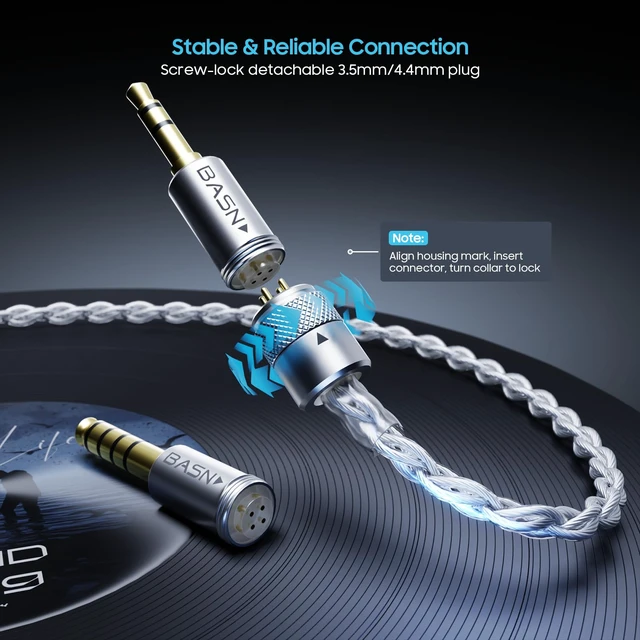 Alt view image 4 of 7 - MMCX in Ear Monitor Cable,392 Cores Silver-Plated OFC IEM Litz Cord 4.9ft IEM Cable with Interchangeable 3.5mm/4.4mm Plugs for Musician Audiophile Earphone,Bmaster/ASONE/MTPro Replacement Wire